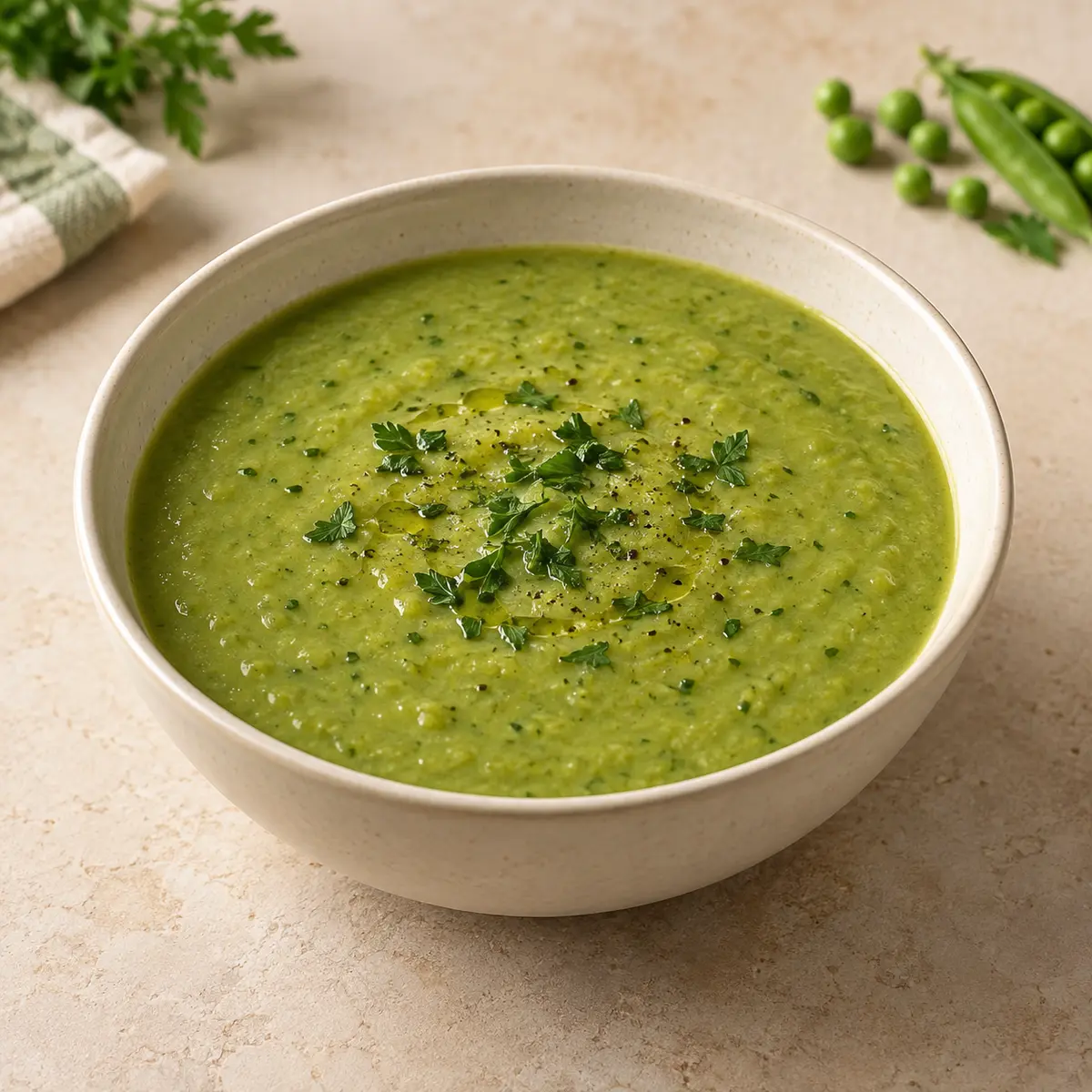 Creme de ervilhas com bacon