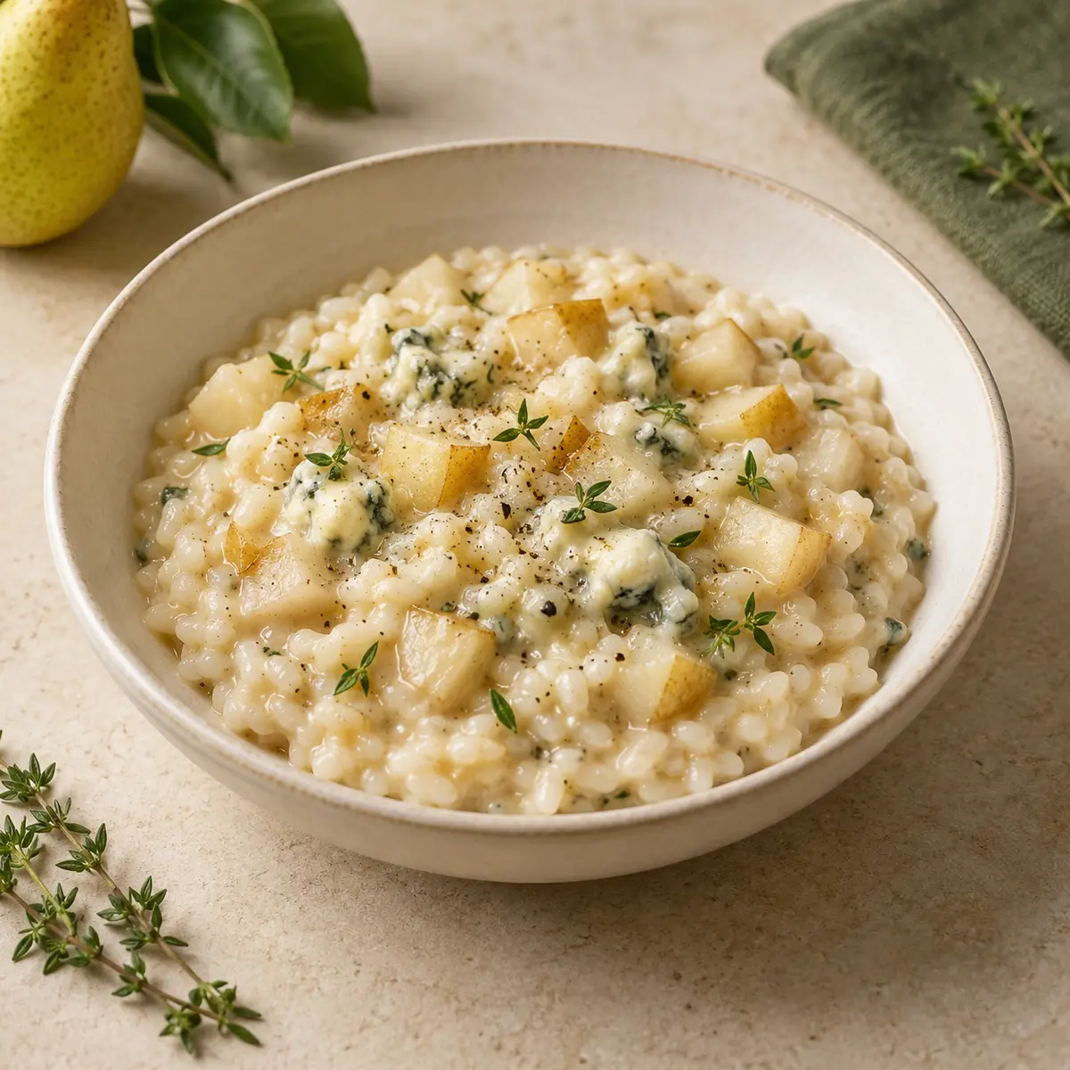 Risoto de pera e gorgonzola