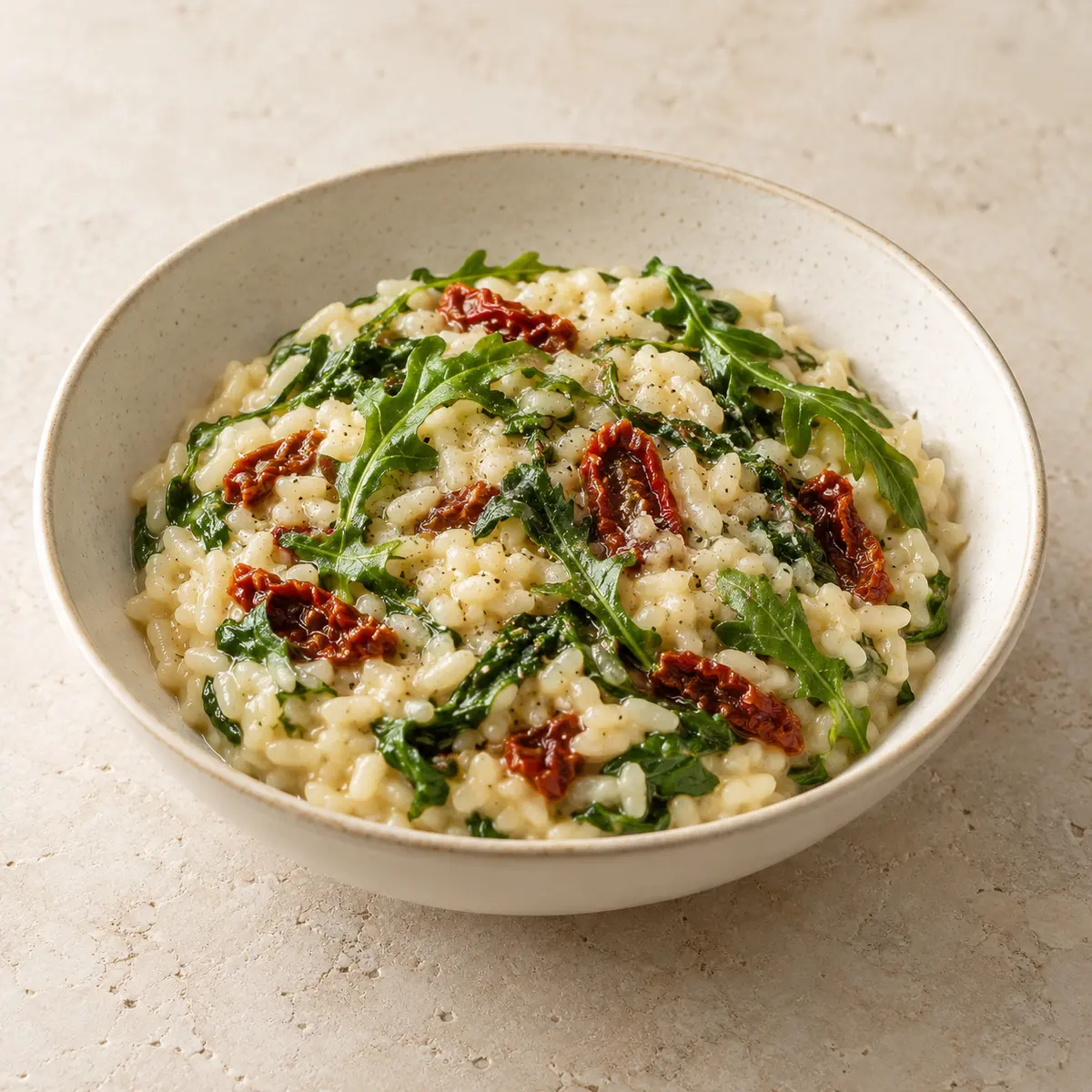 Risoto de rúcula e tomate seco